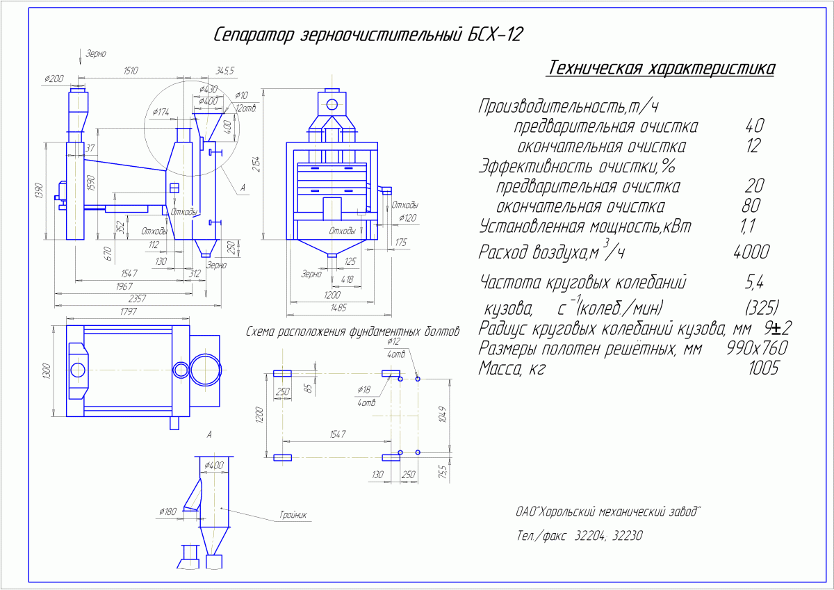 ささのはページ Зерноочистительный separator БСХ-12